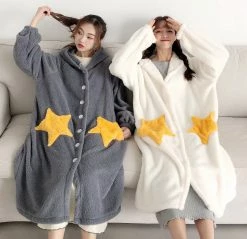 Unzzy Plush Stars Long Coat KF90034