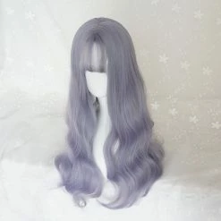 Unzzy HOT SALE Grey And Purple Long Curly Wig KF82039