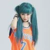 Unzzy HOT SALE Blue Green Long Straight Wig KF81919