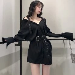 Unzzy HOT SALE Fashion Black Versatile Shirt KF90026