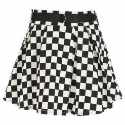 Unzzy HOT SALE Lack And White Plaid Skirt KF30247