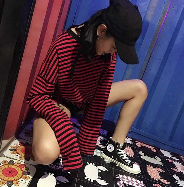 Unzzy Vintage Striped Long Sleeve Top KF9236 2 Unzzy Vintage Striped Long Sleeve Top KF9236