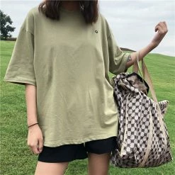 Unzzy HOT SALE Embroidered Green T-shirt KF90378