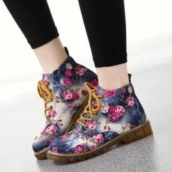 Unzzy Harajuku Floral Martin Boots KF10095
