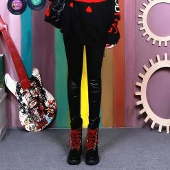 Unzzy HOT SALE Punk Strap Leather Pants KF9312 7 Unzzy HOT SALE Punk Strap Leather Pants KF9312