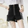 Unzzy Black High Waist Shorts KF2355