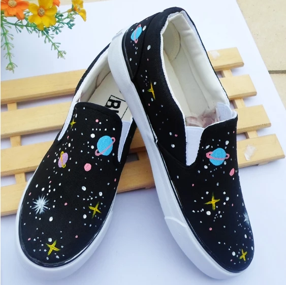 Unzzy Harajuku Galaxy Hand-Painted Canvas Shoes KF10080 2 Unzzy Harajuku Galaxy Hand-Painted Canvas Shoes KF10080