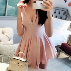 Unzzy HOT SALE Fashion V-neck One-piece Jumper Skirt KF20042 8 Unzzy HOT SALE Fashion V-neck One-piece Jumper Skirt KF20042