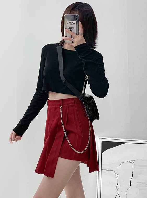Unzzy HOT SALE Vintage Irregular Chain Pleated Skirt KF81041 11 Unzzy HOT SALE Vintage Irregular Chain Pleated Skirt KF81041