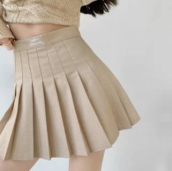 Unzzy Khaki High Waist Pleated Skirt KF90610