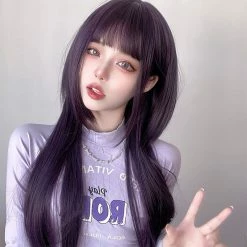 Unzzy Purple Long Straight Hair Wig KF82686