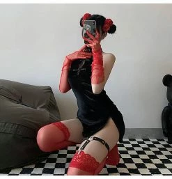 Unzzy Solid Color Cheongsam Uniform KF82674 HOT SALE 12 Unzzy Solid Color Cheongsam Uniform KF82674 HOT SALE