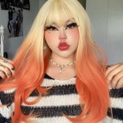 Unzzy Orange Long Straight Wig KF81411