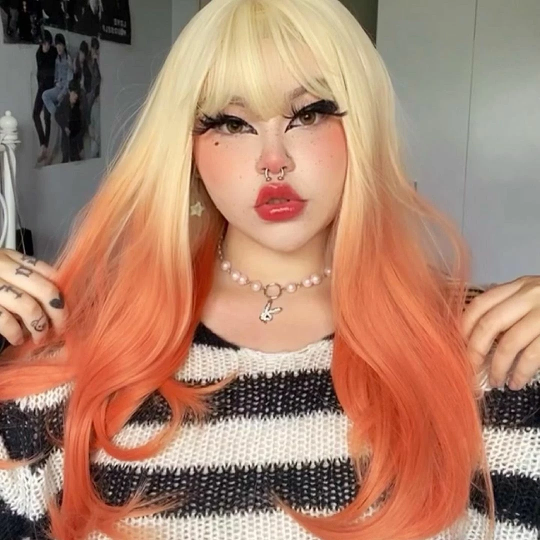 Unzzy Orange Long Straight Wig KF81411 1 Unzzy Orange Long Straight Wig KF81411