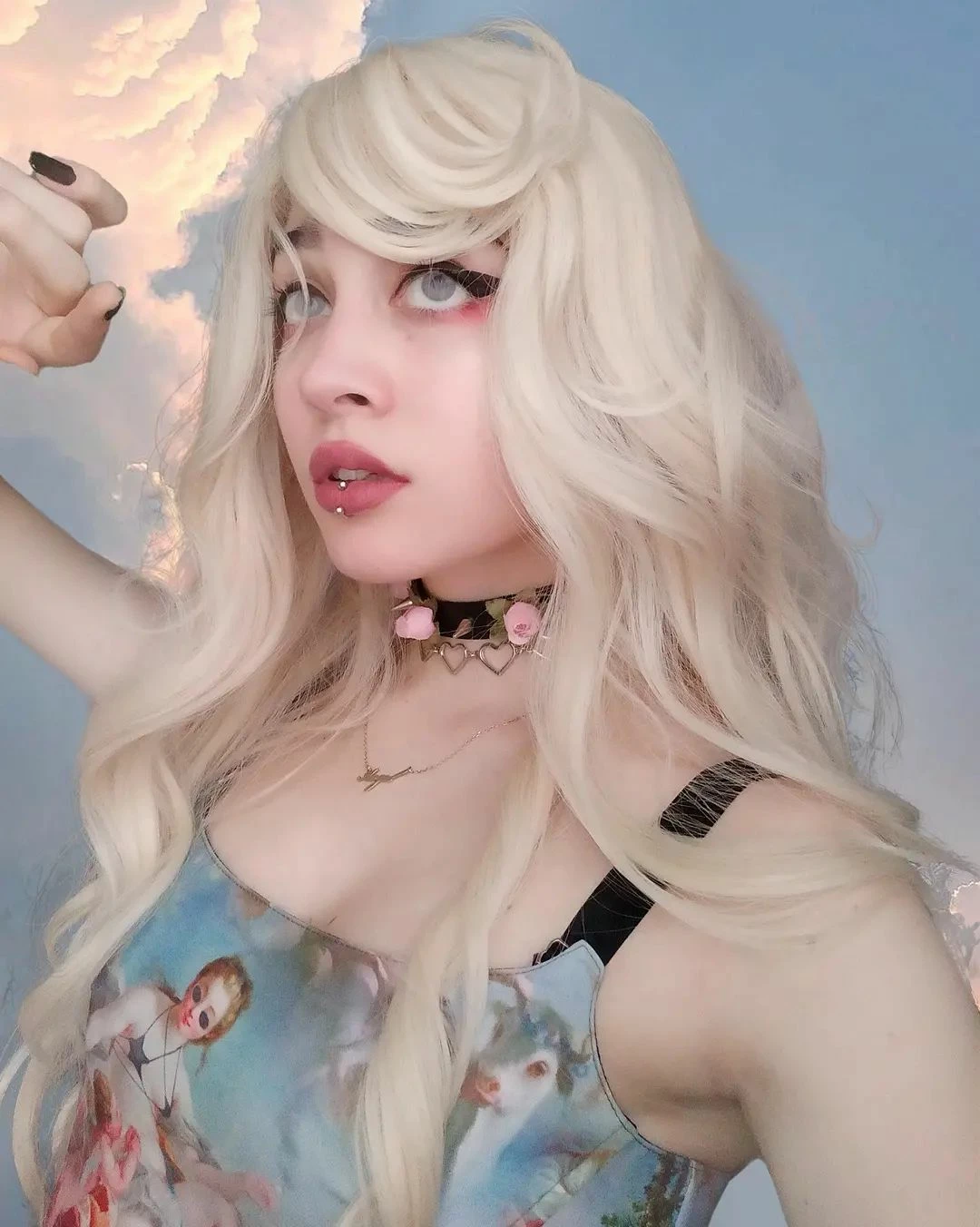 Unzzy HOT SALE Milky White Golden Long Curly Wig KF82144 13 Unzzy HOT SALE Milky White Golden Long Curly Wig KF82144