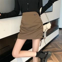 Unzzy HOT SALE Black Drawstring Pleated Skirt KF50136 11 Unzzy HOT SALE Black Drawstring Pleated Skirt KF50136