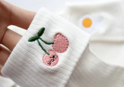 Kfashionstyle Beige Embroidered 4 Pairs Of Socks KF2071