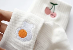 Kfashionstyle Beige Embroidered 4 Pairs Of Socks KF2071