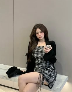 Unzzy HOT SALE Fashion Plaid Dress KF82111