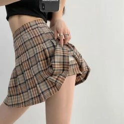 Unzzy Plaid Pleated Skirt KF9577 HOT SALE