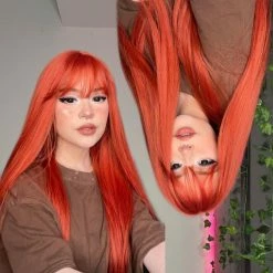 Unzzy Orange Long Straight Wig KF81239