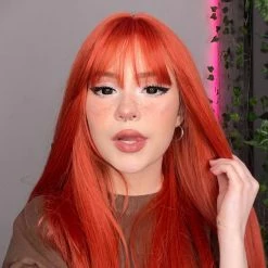 Unzzy Orange Long Straight Wig KF81239