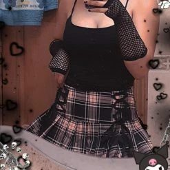 Unzzy Harajuku Check Pleated Skirt KF81853