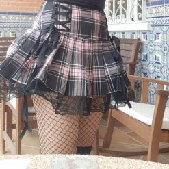 Unzzy Harajuku Check Pleated Skirt KF81853