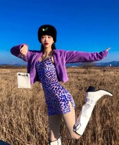 Unzzy Purple Jacket + Suspender Skirt KF9582