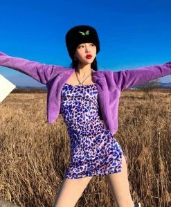 Unzzy Purple Jacket + Suspender Skirt KF9582