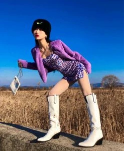 Unzzy Purple Jacket + Suspender Skirt KF9582