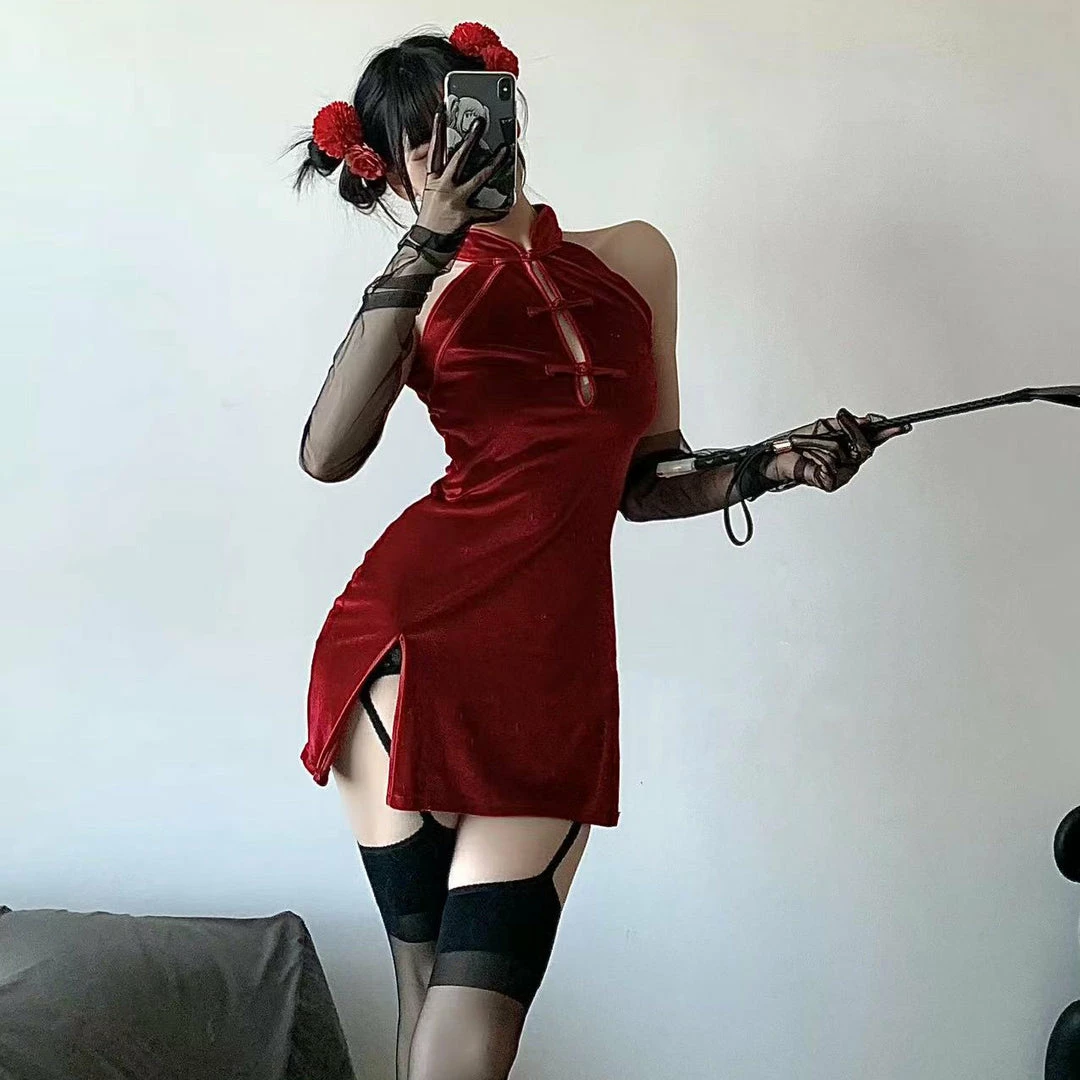 Unzzy Solid Color Cheongsam Uniform KF82674 HOT SALE 1 Unzzy Solid Color Cheongsam Uniform KF82674 HOT SALE