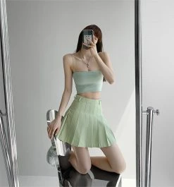 Kfashionstyles HOT SALE Solid Color High Waist Pleated KF40059