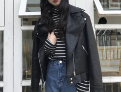 Unzzy Black Leather Jacket KF40107 HOT SALE