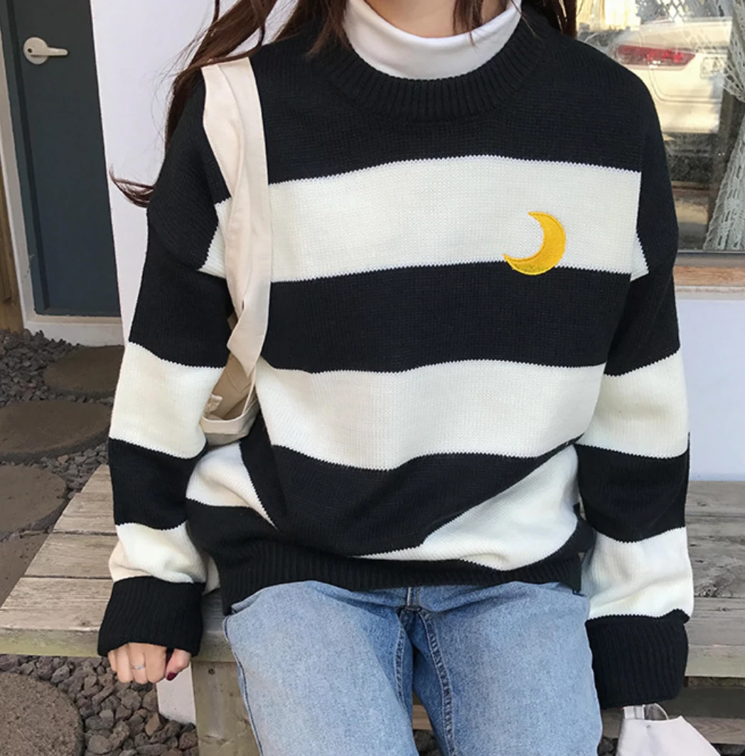 Kfashionstyle HOT SALE Stripe Crescent Moon Knit Sweater KF30149 3 Kfashionstyle HOT SALE Stripe Crescent Moon Knit Sweater KF30149