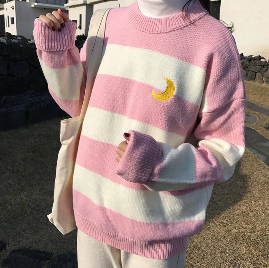 Kfashionstyle HOT SALE Stripe Crescent Moon Knit Sweater KF30149 5 Kfashionstyle HOT SALE Stripe Crescent Moon Knit Sweater KF30149