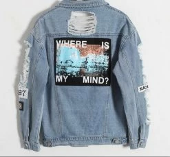 Unzzy HOT SALE "Where Is My Mind" Ripped Jacket KF2204