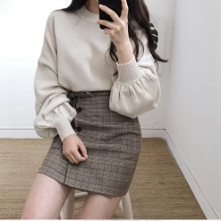 Kfashionstyles Plaid Button Tie Up Skirt KF40056 HOT SALE