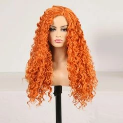 Unzzy ORANGE LONG CURLY WIG KF82143 Newest Wig