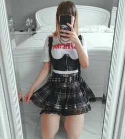 Unzzy Harajuku Check Pleated Skirt KF81853