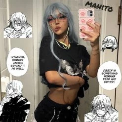 Unzzy Blue Long Roll Wig KF90764