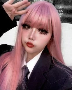 Unzzy HOT SALE Pink Long Straight Wig KF20152