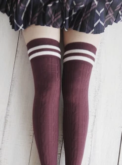 Kfashionstyle Striped Knit Thigh High Socks KF2076 HOT SALE