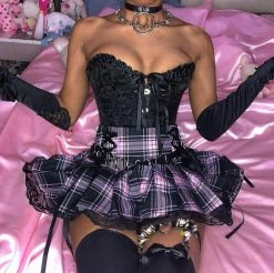 Unzzy Harajuku Check Pleated Skirt KF81853