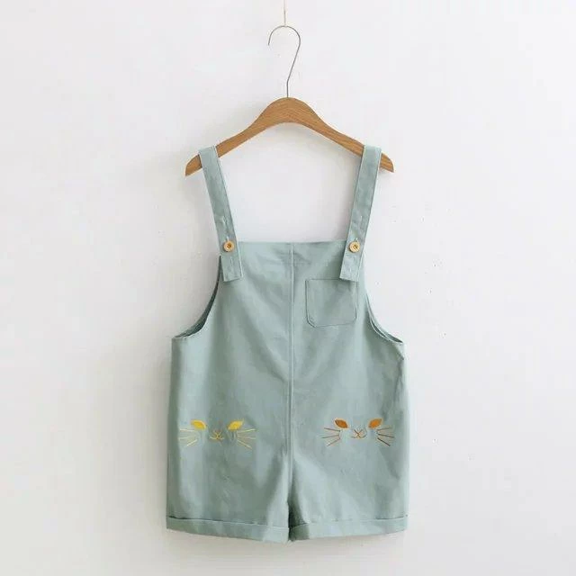 Kfashionstyle HOT SALE White/Pink/Blue Kawaii Cat Embroidery Suspender Shorts KF2036 4 Kfashionstyle HOT SALE White/Pink/Blue Kawaii Cat Embroidery Suspender Shorts KF2036