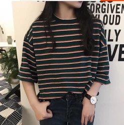 Kfashionstyle White Stripe Tee KF10037 9 Kfashionstyle White Stripe Tee KF10037