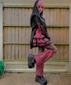 Unzzy HOT SALE Harajuku Red Plaid Skirt KF81885