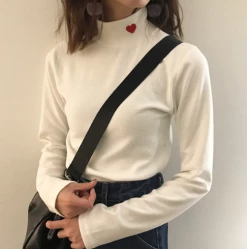 Kfashionstyle High Neck Heart Long Sleeve Shirt KF30097 HOT SALE