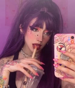 Unzzy Purple Long Straight Wig KF9414 HOT SALE