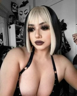 Unzzy Black And Yellow Short Straight Wig KF81755